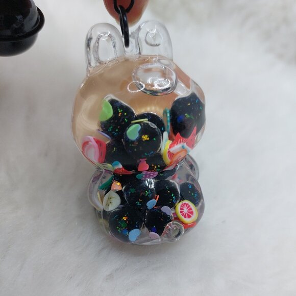 2/$19 Labubu Flowing Sand Exquisite black keychain with bell - Picture 4 of 9